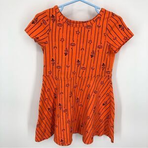Cat & Jack Dress Girls 3T Halloween Orange Short Sleeve Fit and Flare